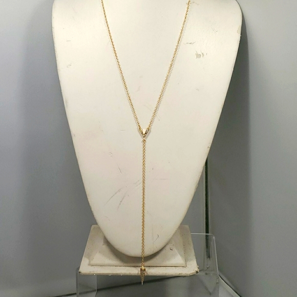 Rebecca Minkoff Crystal Cone Y Necklace (Gold Toned/Crystal) - Picture 2 of 8